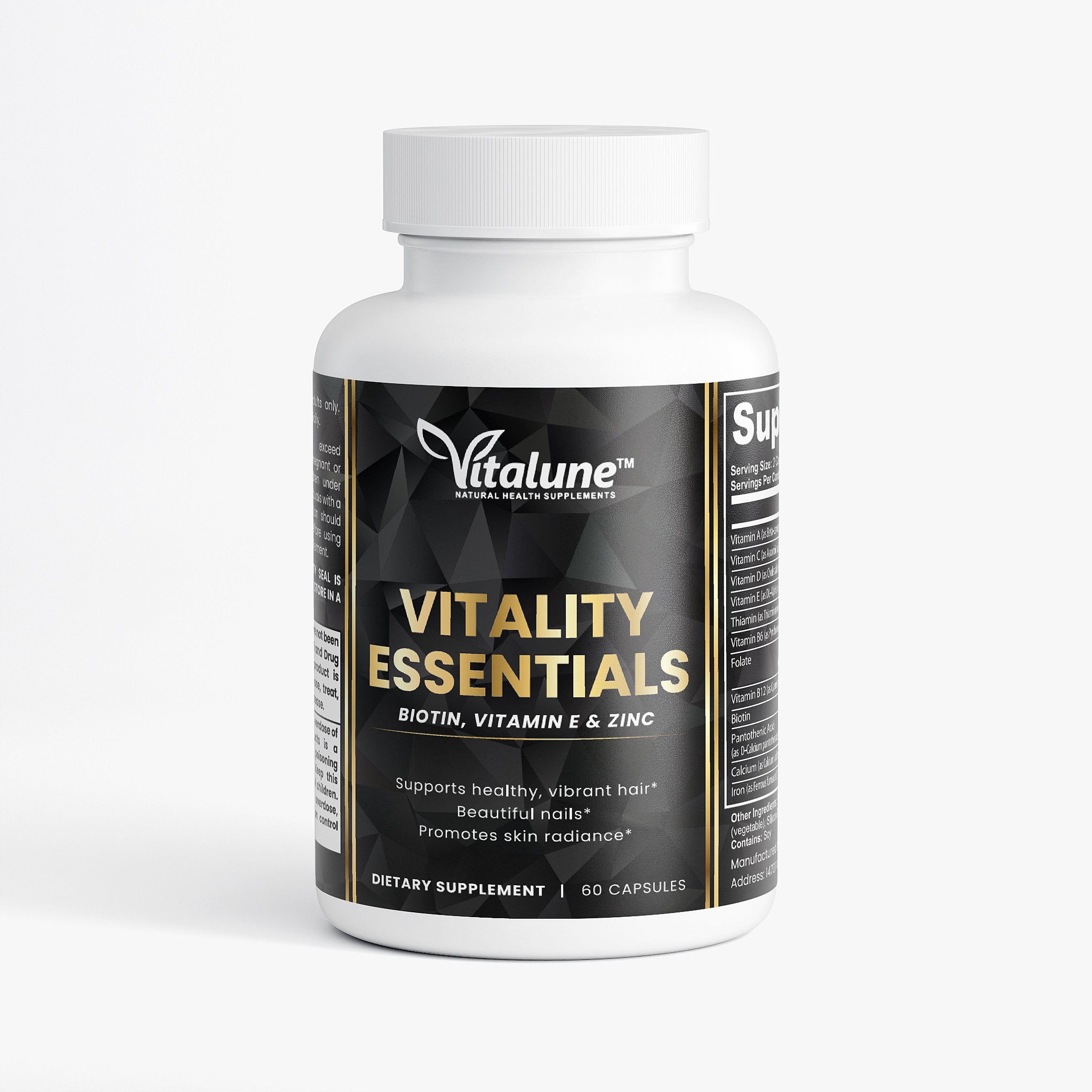 Vitalune Vitality Essentials supplement bottle on a white background