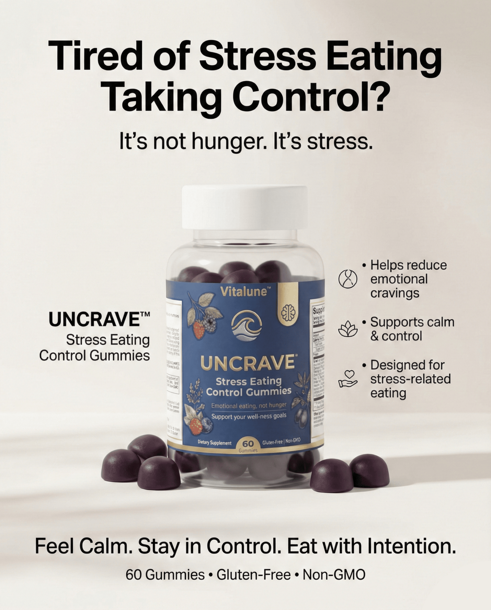 UNCRAVE™️ Stress Eating Control Gummies - Vitalune Health