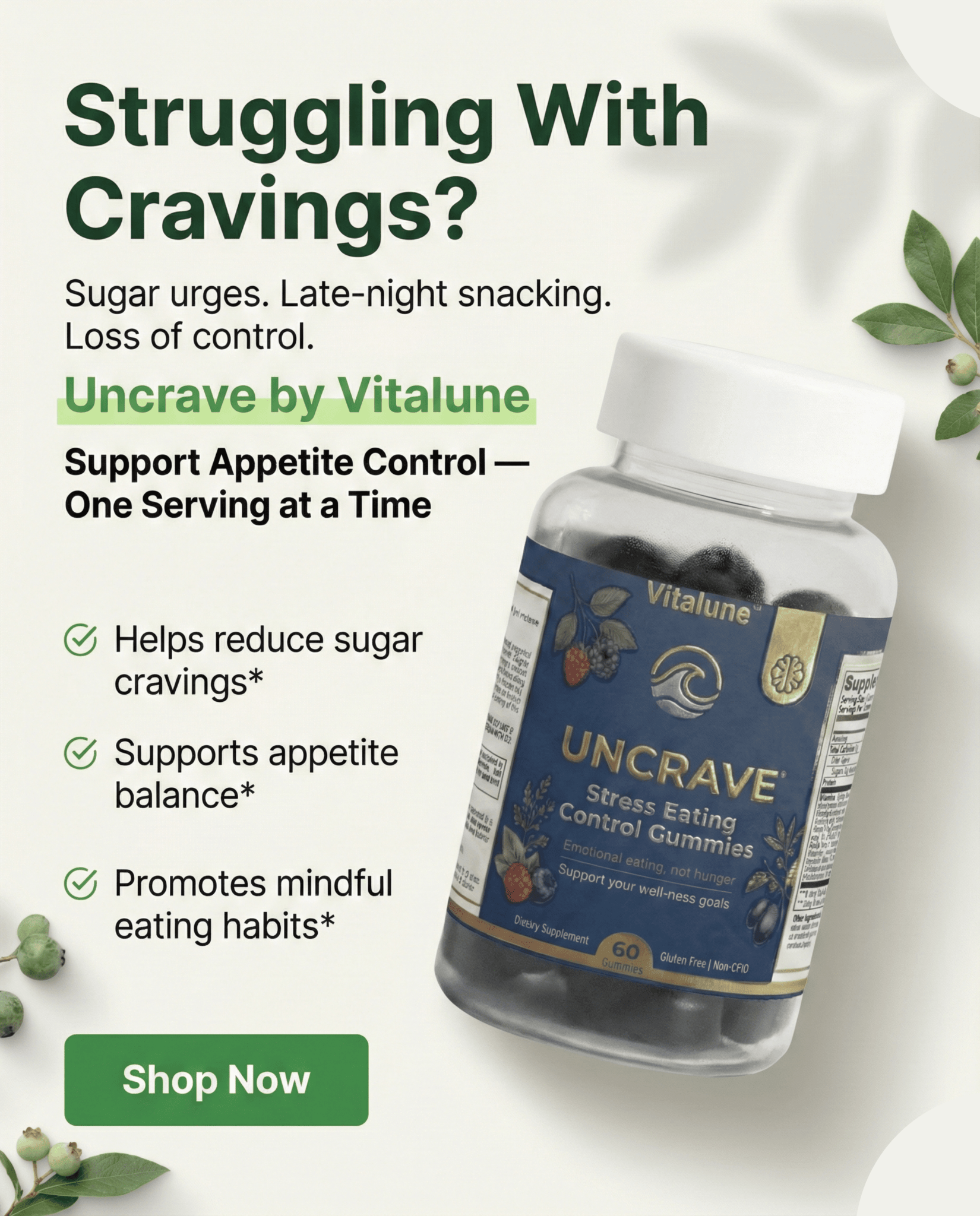 UNCRAVE™️ Stress Eating Control Gummies - Vitalune Health